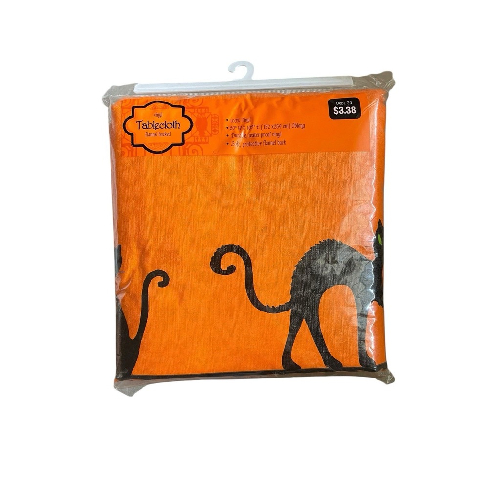 Halloween Cats Vinyl Oblong‎ Vinyl Tablecloth Flannel Back 60"x102" NEW SEALED